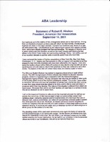 Statement of RObert E. Hirshon, President, American Bar Association Septemner 14, 2001