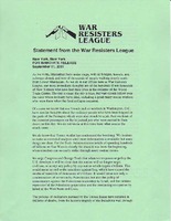 Statement from the War Resisters League [1 of 2]