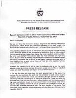 Speech by Commander Chief Fidel Castro Ruz, President of the Republic of Cuba.  Havana, September 22